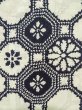Photo6: K0415C Used Japanese   Indigo Blue YUKATA summer(made in Japan) / Cotton. Geometrical pattern, made in 1960-1970  (Grade B) (6)