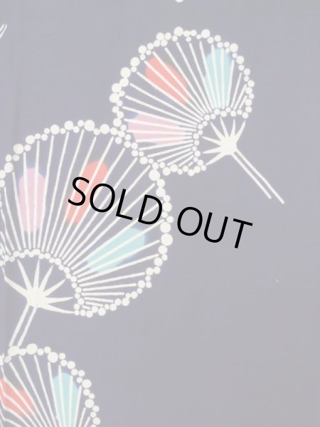 Photo3: K0421D Used Japanese   Indigo Blue Pour Dyed Yukata / Cotton.  paper fan pattern  (Grade D) (3)