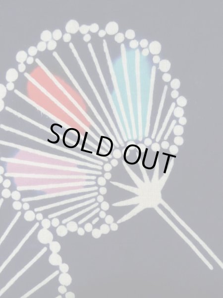 Photo6: K0421D Used Japanese   Indigo Blue Pour Dyed Yukata / Cotton.  paper fan pattern  (Grade D) (6)