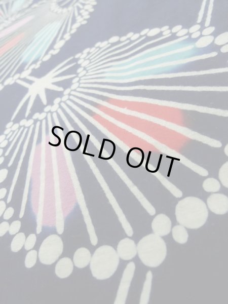 Photo10: K0421D Used Japanese   Indigo Blue Pour Dyed Yukata / Cotton.  paper fan pattern  (Grade D) (10)