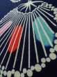 Photo11: K0421D Used Japanese   Indigo Blue Pour Dyed Yukata / Cotton.  paper fan pattern  (Grade D) (11)
