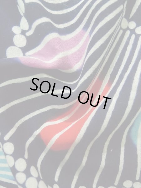 Photo13: K0421D Used Japanese   Indigo Blue Pour Dyed Yukata / Cotton.  paper fan pattern  (Grade D) (13)