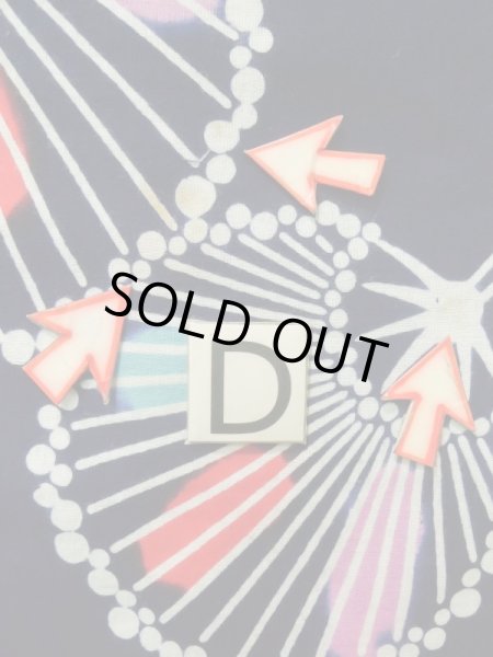 Photo18: K0421D Used Japanese   Indigo Blue Pour Dyed Yukata / Cotton.  paper fan pattern  (Grade D) (18)