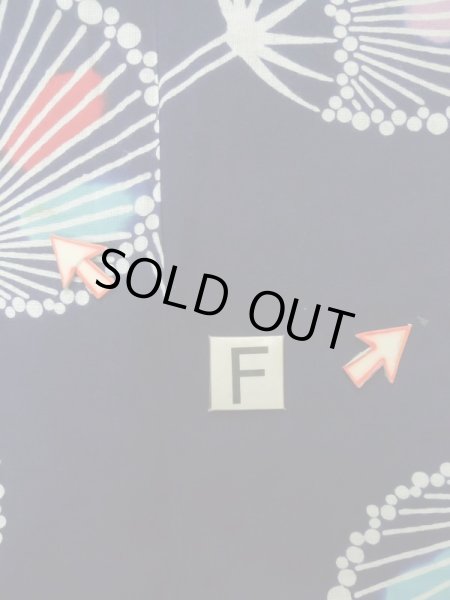 Photo20: K0421D Used Japanese   Indigo Blue Pour Dyed Yukata / Cotton.  paper fan pattern  (Grade D) (20)