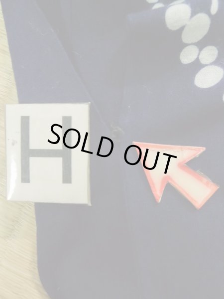 Photo22: K0421D Used Japanese   Indigo Blue Pour Dyed Yukata / Cotton.  paper fan pattern  (Grade D) (22)