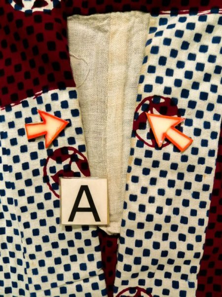 Photo15: K0426I Used Japanese   Red YUKATA summer(made in Japan) / Cotton. Flower, made in 1960-1970  (Grade C) (15)