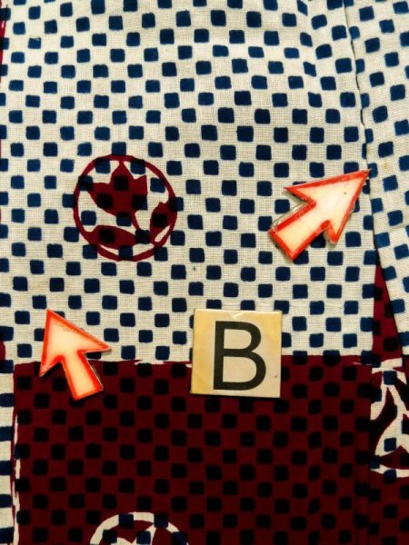 Photo16: K0426I Used Japanese   Red YUKATA summer(made in Japan) / Cotton. Flower, made in 1960-1970  (Grade C) (16)