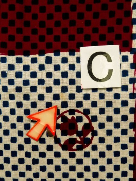 Photo17: K0426I Used Japanese   Red YUKATA summer(made in Japan) / Cotton. Flower, made in 1960-1970  (Grade C) (17)