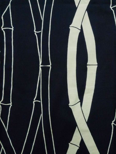 Photo4: K0426R Used Japanese   Indigo Blue YUKATA summer(made in Japan) / Cotton. Bamboo    made in 1960-1970  (Grade B) (4)