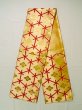 Photo1: K0506B Vintage Japanese Kimono   Gold FUKURO OBI sash Tortoise-shell pattern― Hexagonal pattern Silk.  (Grade B) (1)