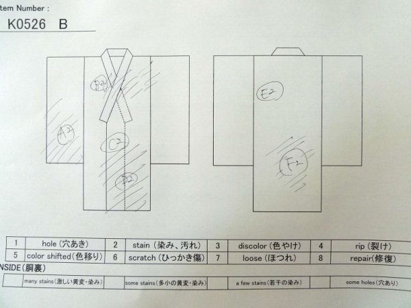 Photo14: K0526A Used Japanese Heather  Indigo Blue YUKATA summer(made in Japan) / Cotton. Abstract pattern Arimatsu-Shibori, made in 1980-1990  (Grade C) (14)