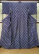 Photo1: K0526B Used Japanese   Indigo Blue YUKATA summer(made in Japan) / Cotton. Hemp leaf Arimatsu-Shibori, made in 1980-1990  (Grade D) (1)