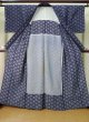 Photo2: K0526B Used Japanese   Indigo Blue YUKATA summer(made in Japan) / Cotton. Hemp leaf Arimatsu-Shibori, made in 1980-1990  (Grade D) (2)