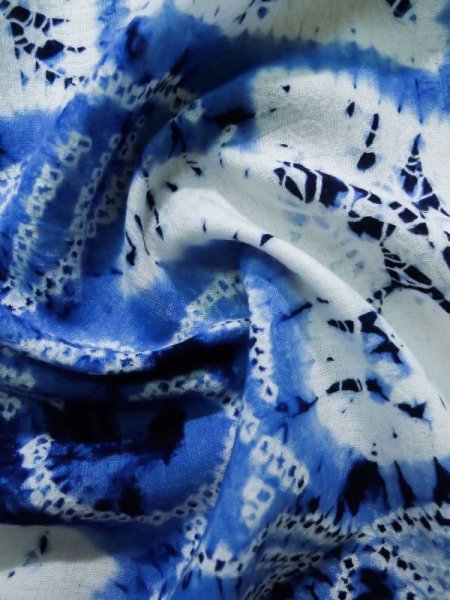 Photo13: K0526C Used Japanese   Blue YUKATA summer(made in Japan) / Cotton. Leaf, Arimatsu-Shibori, made in 1980-1990  (Grade C) (13)