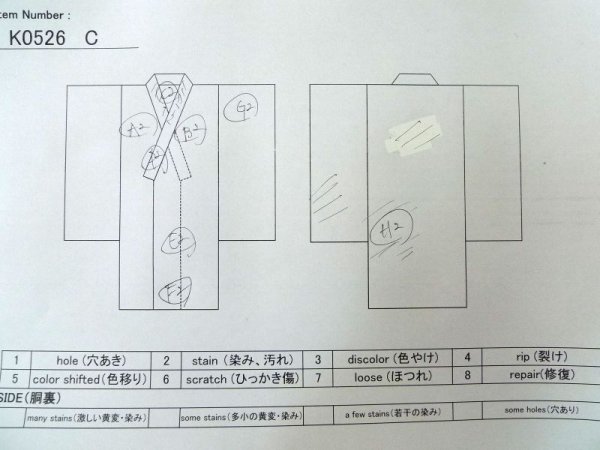 Photo14: K0526C Used Japanese   Blue YUKATA summer(made in Japan) / Cotton. Leaf, Arimatsu-Shibori, made in 1980-1990  (Grade C) (14)