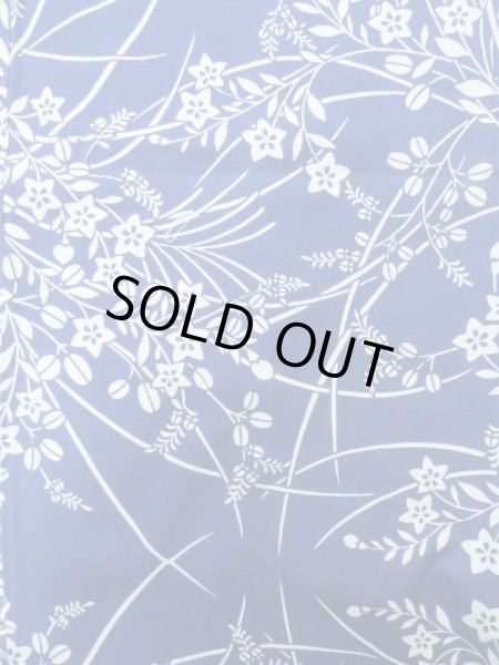 Photo4: K0526K Used Japanese   Pale Blue YUKATA summer(made in Japan) / Cotton. HAGI flower, made in 1980-1990  (Grade C) (4)