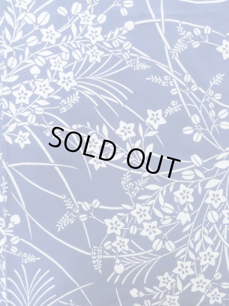 Photo5: K0526K Used Japanese   Pale Blue YUKATA summer(made in Japan) / Cotton. HAGI flower, made in 1980-1990  (Grade C) (5)