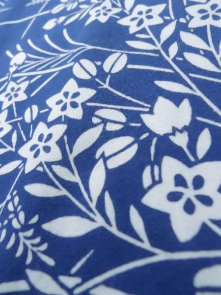 Photo11: K0526K Used Japanese   Pale Blue YUKATA summer(made in Japan) / Cotton. HAGI flower, made in 1980-1990  (Grade C) (11)