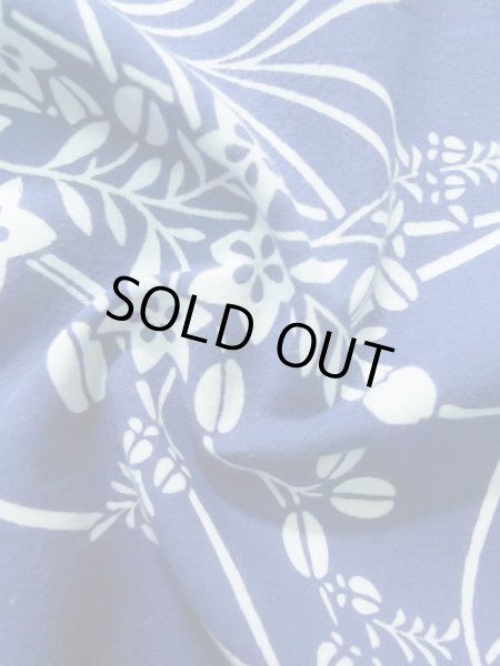 Photo13: K0526K Used Japanese   Pale Blue YUKATA summer(made in Japan) / Cotton. HAGI flower, made in 1980-1990  (Grade C) (13)