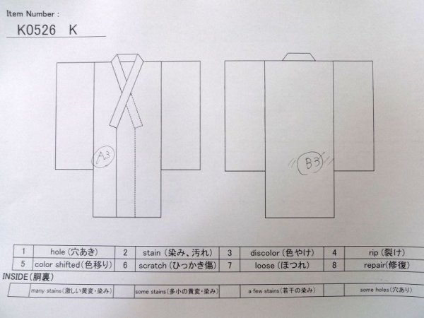 Photo14: K0526K Used Japanese   Pale Blue YUKATA summer(made in Japan) / Cotton. HAGI flower, made in 1980-1990  (Grade C) (14)
