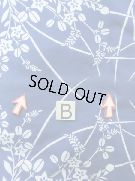 Photo16: K0526K Used Japanese   Pale Blue YUKATA summer(made in Japan) / Cotton. HAGI flower, made in 1980-1990  (Grade C) (16)