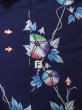 Photo20: K0526P Used Japanese   Indigo Blue Pour Dyed Yukata / Cotton/hemp  morning glory pattern, made in 1970-1980  (Grade C) (20)