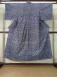 Photo1: K0526Q Used Japanese   Indigo Blue YUKATA summer(made in Japan) / Cotton. Flower, made in 1970-1980  (Grade B) (1)