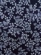 Photo6: K0526Q Used Japanese   Indigo Blue YUKATA summer(made in Japan) / Cotton. Flower, made in 1970-1980  (Grade B) (6)