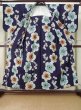 Photo2: K0526U Used Japanese   Indigo Blue Pour Dyed Yukata / Cotton. Flower, made in 1970-1980  (Grade B) (2)