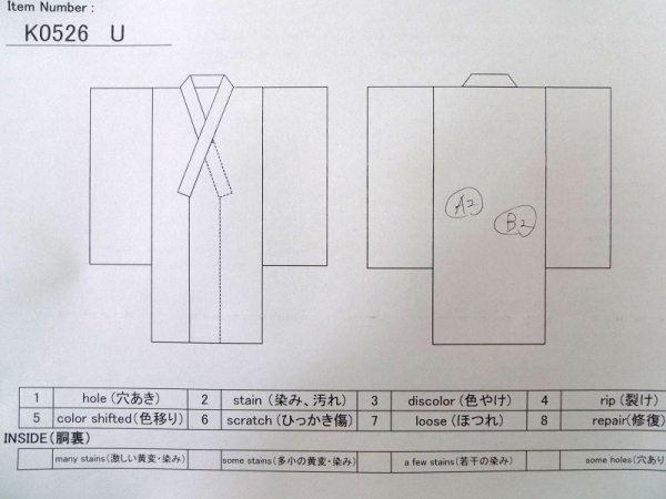 Photo14: K0526U Used Japanese   Indigo Blue Pour Dyed Yukata / Cotton. Flower, made in 1970-1980  (Grade B) (14)