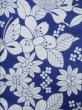 Photo3: K0526X Used Japanese   Blue YUKATA summer(made in Japan) / Cotton. Flower, made in 1980-1990  (Grade C) (3)