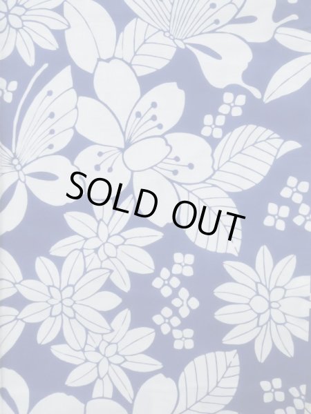 Photo4: K0526X Used Japanese   Blue YUKATA summer(made in Japan) / Cotton. Flower, made in 1980-1990  (Grade C) (4)