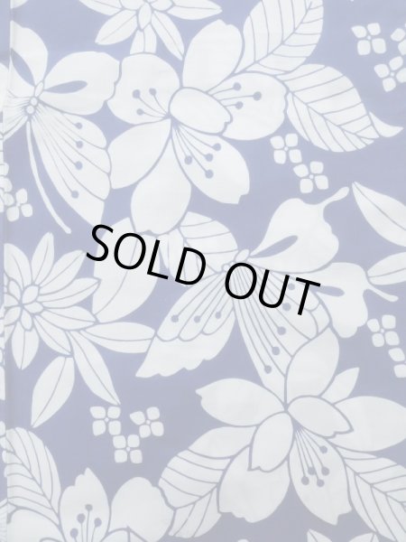 Photo5: K0526X Used Japanese   Blue YUKATA summer(made in Japan) / Cotton. Flower, made in 1980-1990  (Grade C) (5)