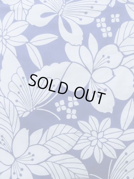 Photo1: K0526X Used Japanese   Blue YUKATA summer(made in Japan) / Cotton. Flower, made in 1980-1990  (Grade C) (1)