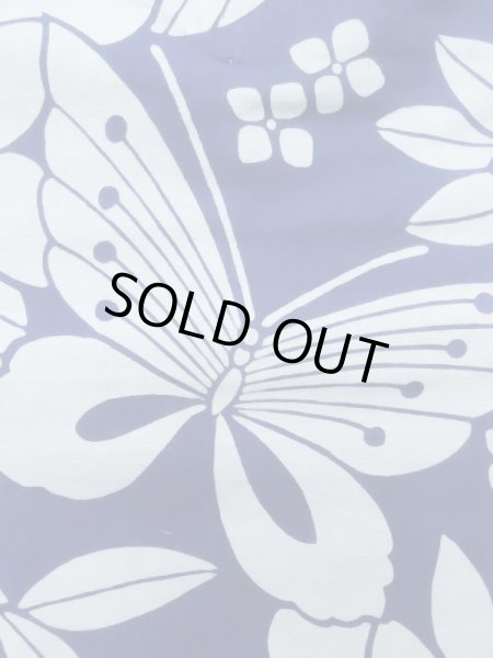 Photo6: K0526X Used Japanese   Blue YUKATA summer(made in Japan) / Cotton. Flower, made in 1980-1990  (Grade C) (6)