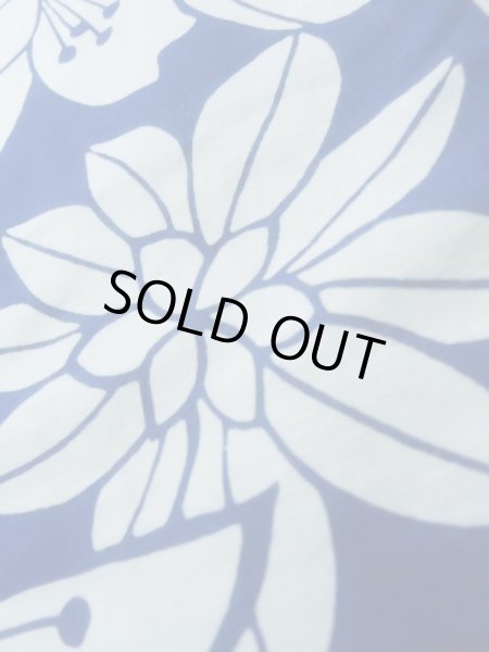 Photo11: K0526X Used Japanese   Blue YUKATA summer(made in Japan) / Cotton. Flower, made in 1980-1990  (Grade C) (11)