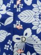 Photo18: K0526X Used Japanese   Blue YUKATA summer(made in Japan) / Cotton. Flower, made in 1980-1990  (Grade C) (18)