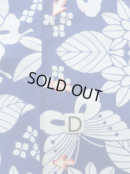 Photo18: K0526X Used Japanese   Blue YUKATA summer(made in Japan) / Cotton. Flower, made in 1980-1990  (Grade C) (18)