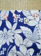 Photo21: K0526X Used Japanese   Blue YUKATA summer(made in Japan) / Cotton. Flower, made in 1980-1990  (Grade C) (21)