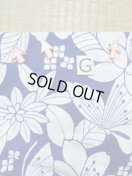 Photo21: K0526X Used Japanese   Blue YUKATA summer(made in Japan) / Cotton. Flower, made in 1980-1990  (Grade C) (21)