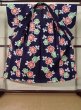 Photo2: K0526Z Used Japanese   Indigo Blue Pour Dyed Yukata / Cotton. Rose made in 1970-1980  (Grade B) (2)