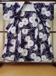 Photo2: K0527B Used Japanese   Indigo Blue YUKATA summer(made in Japan) / Cotton. Flower, made in 1970-1980  (Grade C) (2)