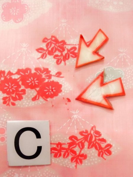 Photo17: K0602I Used Japanese   Pink JUBAN undergarment / Mousseline. UME plum bloom,   (Grade D) (17)