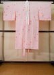 Photo2: K0602O Vintage Japanese women   Pink JUBAN undergarment / Synthetic. UME plum bloom   (Grade D) (2)