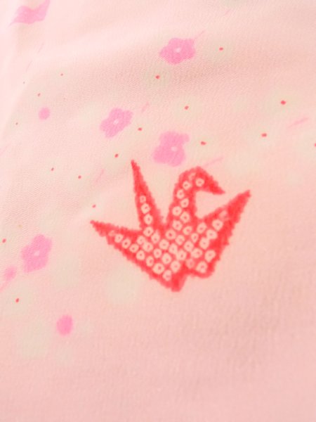 Photo8: K0602O Vintage Japanese women   Pink JUBAN undergarment / Synthetic. UME plum bloom   (Grade D) (8)