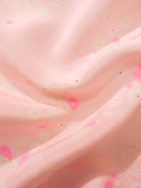 Photo11: K0602O Vintage Japanese women   Pink JUBAN undergarment / Synthetic. UME plum bloom   (Grade D) (11)