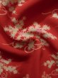 Photo12: K0603D Used Japanese   Red JUBAN undergarment / Silk. Flower, For kids  (Grade C) (12)