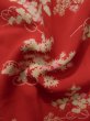 Photo13: K0603D Used Japanese   Red JUBAN undergarment / Silk. Flower, For kids  (Grade C) (13)