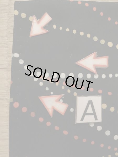 Photo14: K0609M Used Japanese   Black HAORI short jacket / Silk. Abstract pattern,   (Grade C) (14)