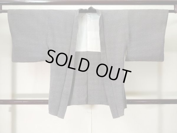 Photo2: K0616C Used Japanese Heather  Black HAORI short jacket / Silk. Dot   (Grade C) (2)